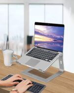 Base Para Portatil De Aluminio Altura Gris Oscuro Y Plateado - Imagen 6